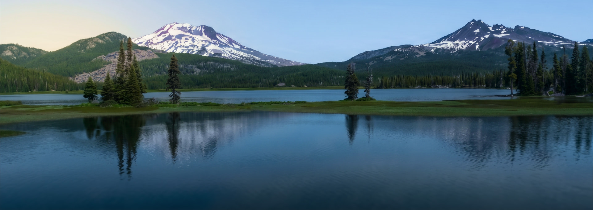 A mountain lake with snow-capped peaks in Montana