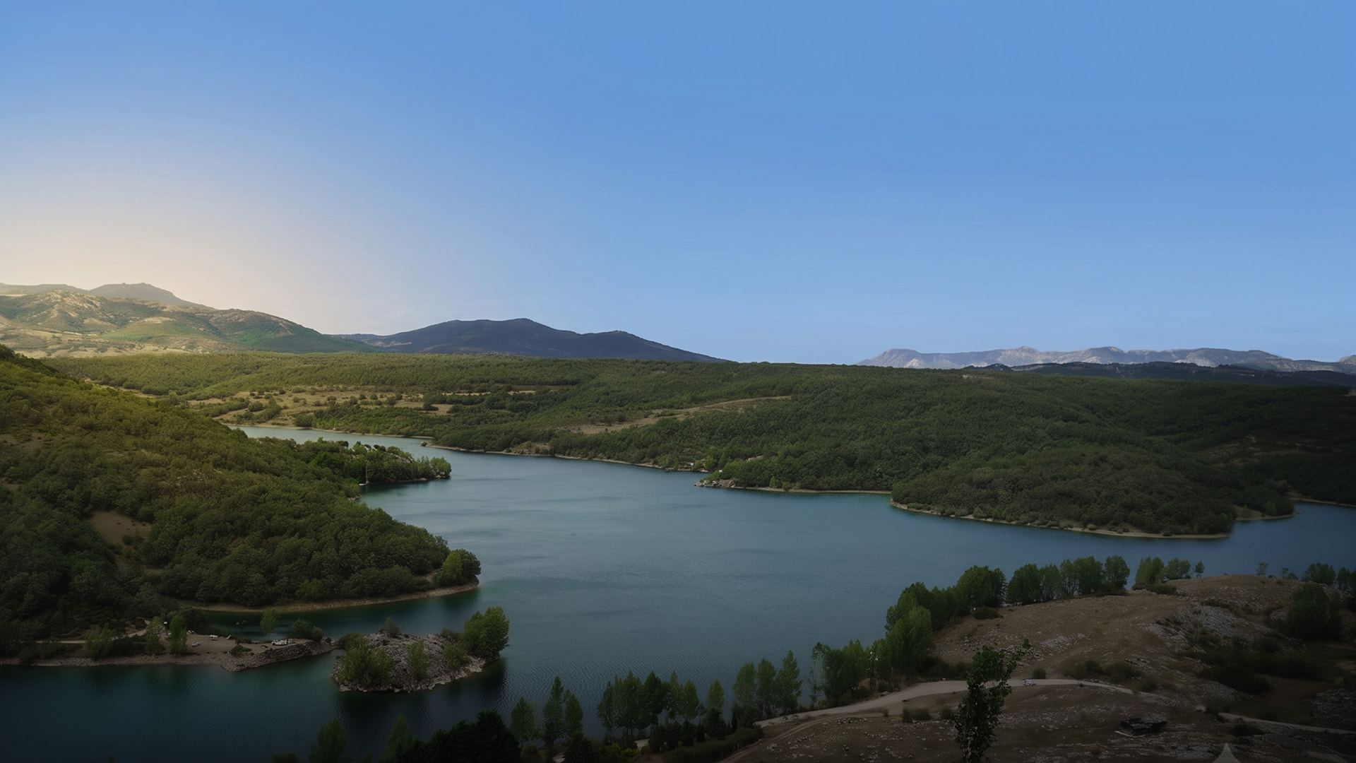 A Montana river valley at dusk